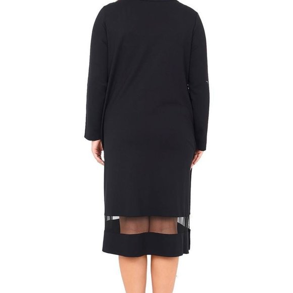 Designer Bright Black Elegant Dress X XL with Rhinestones - Picture 4 of 5